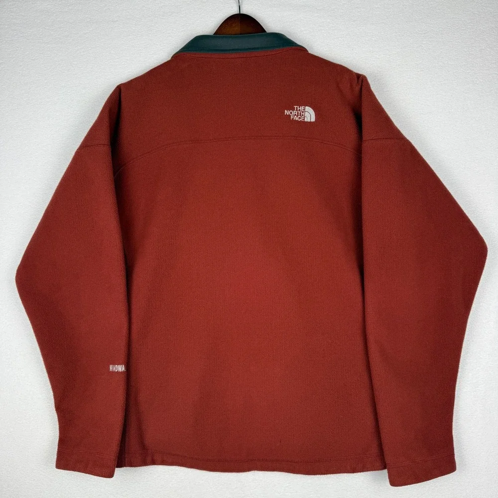 The North Face‎ Mens XL WindWall Fleece Jacket Full Zip Red Mock Neck